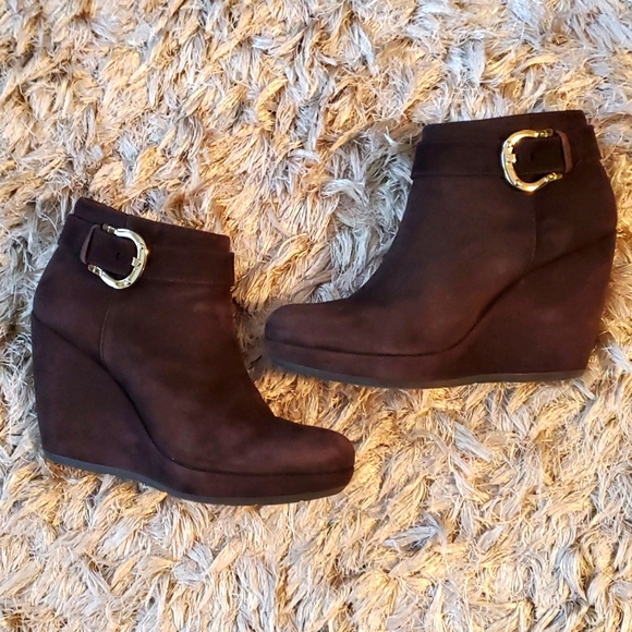 Geox Shoes - GEOX Respira brown suede wedge booties